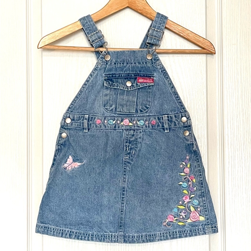 Rare Vintage Disney Princess Denim Overalls Dress Jumper, 3T Y2K Retro Kidswear